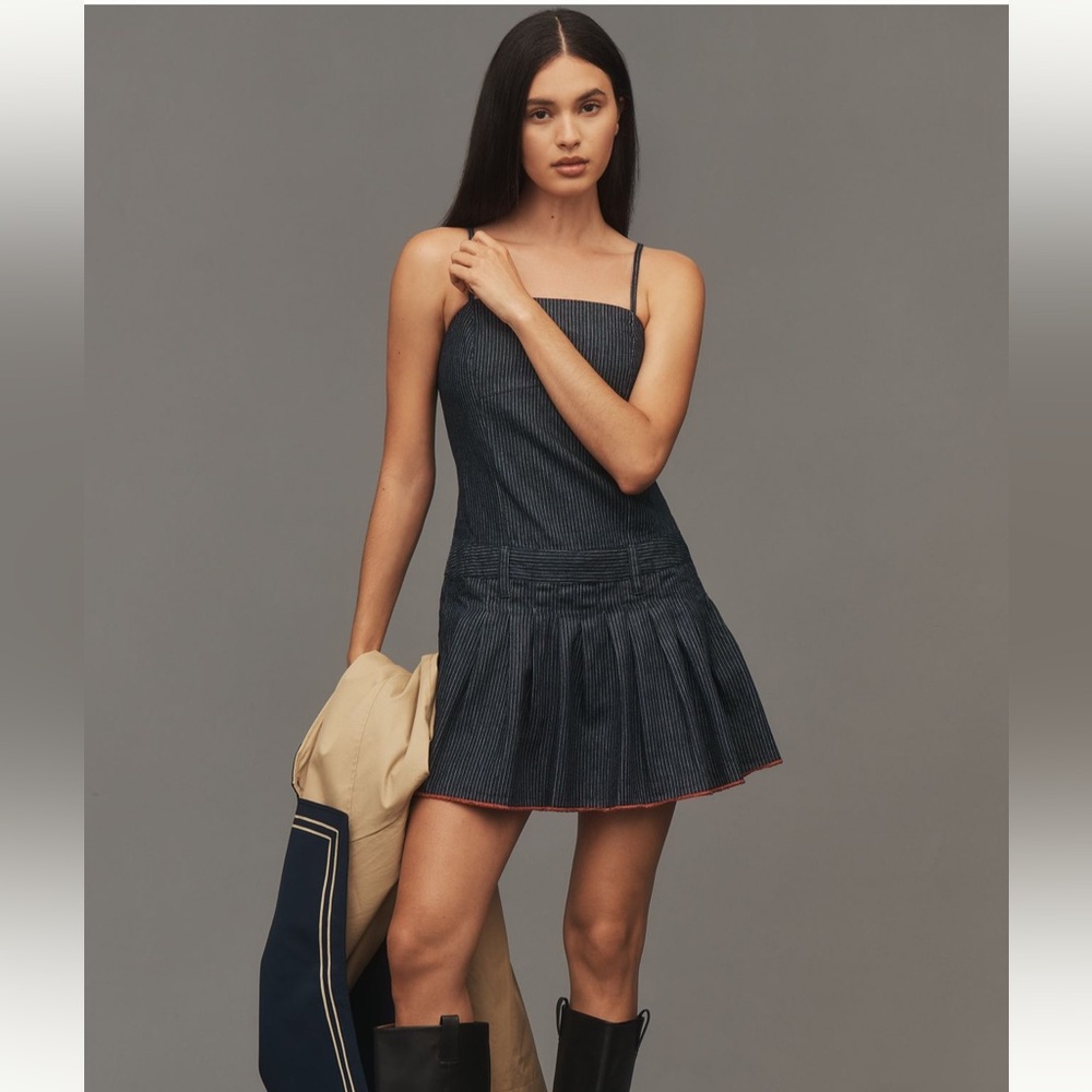Pilcro Sleeveless Pleated Denim Romper